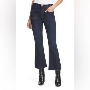 Frame Le Bardot Crop Flare Raw-Edge Jeans